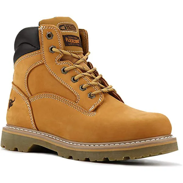 Cowboy Toe Work Boot 00094 Men's Work Boots Wheat Nubuck Leather with Soft Toe Casual Safty Shoes