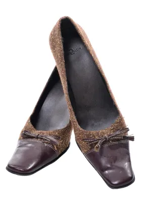 1980's Woven Brown and Red Leather Heels by Anne Klein 2 Size 10 Good Asics Shoes For Running