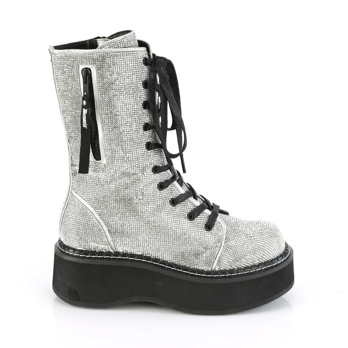 2 Inch Platform EMILY-362 Silver Low Cut Work Boots