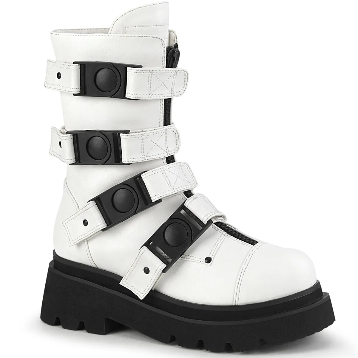 2 Inch Platform RENEGADE-55 White Real Leather Work Boots