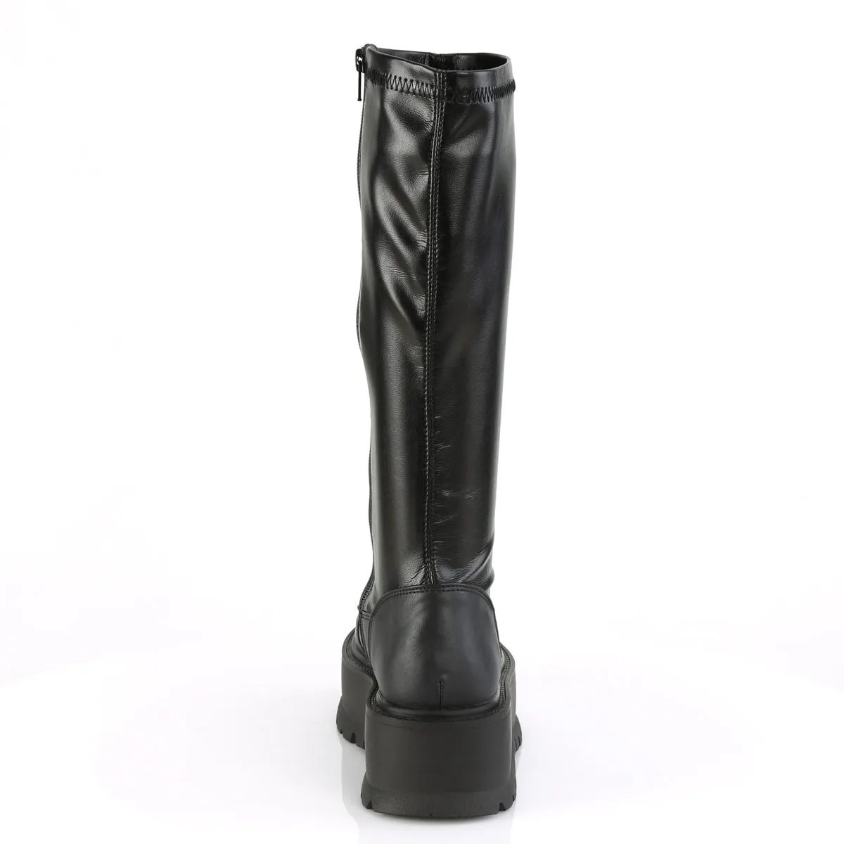 2 Inch Platform SLACKER-200 Black Stretch Pu Vented Work Boots