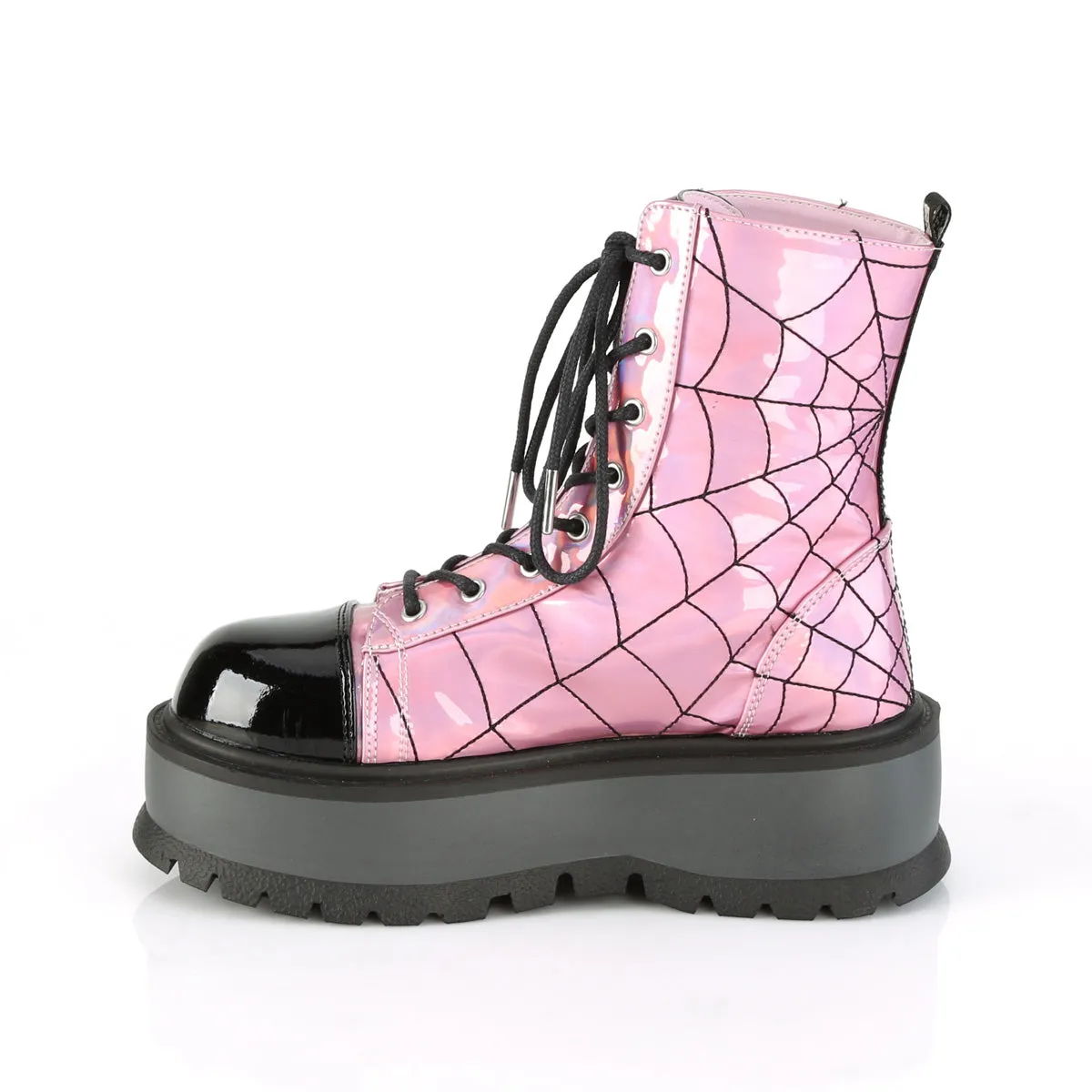 Work Boots Size 7 2 Inch Platform SLACKER-88 Pink Hologram