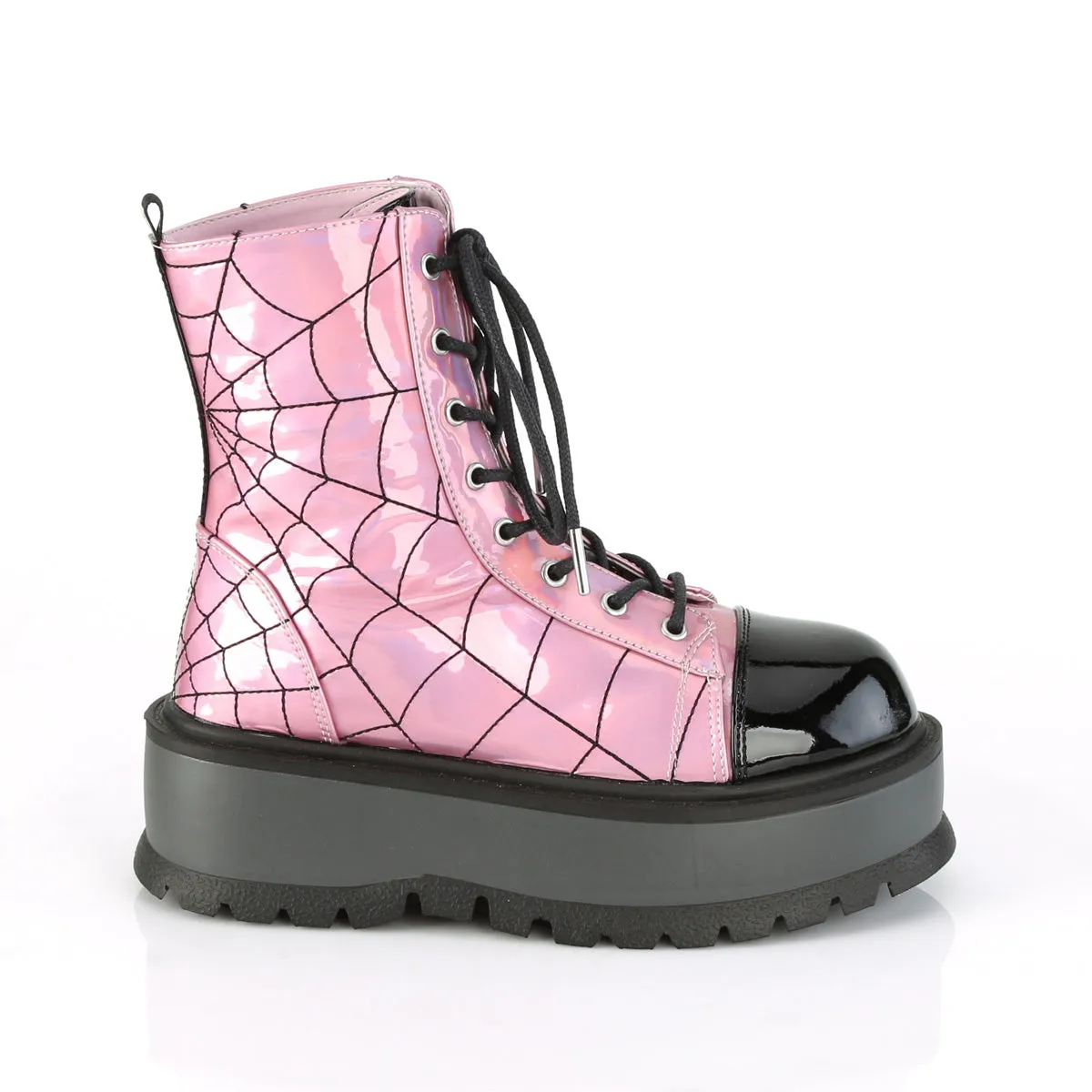 Mud Work Boots 2 Inch Platform SLACKER-88 Pink Hologram