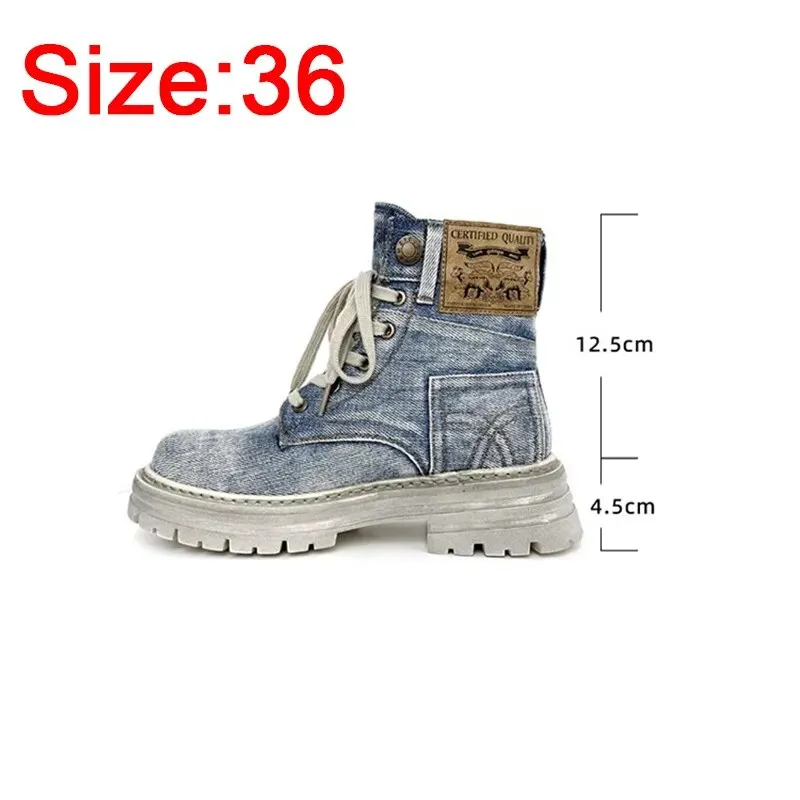2023 Denim Martin Boots Ankle Boots for Women's Lace Up Thick Sole Shoes Towelie Adidas Shoe