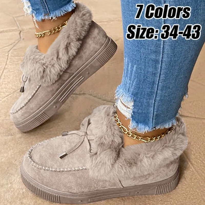 Guess Snow Boots 2023 Women Winter Boots Warm Plush Velvet Ankle Snow Boots Lace Up Soft Winter Sneakers Comfortable Cotton Shoes for Women