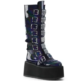 Work Boots For Swollen Feet 3 Inch Platform DAMNED-318 Black Hologram
