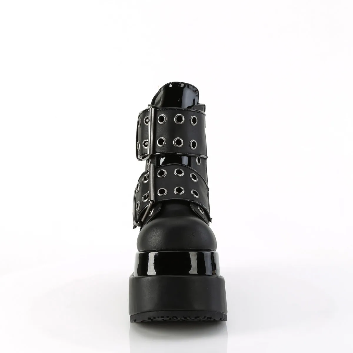4 Inch Platform BEAR-104 Black Pu 70s Work Boots