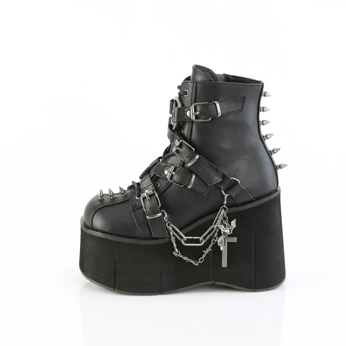 Custom Work Boots 4 Inch Platform KERA-68 Black Vegan Leather