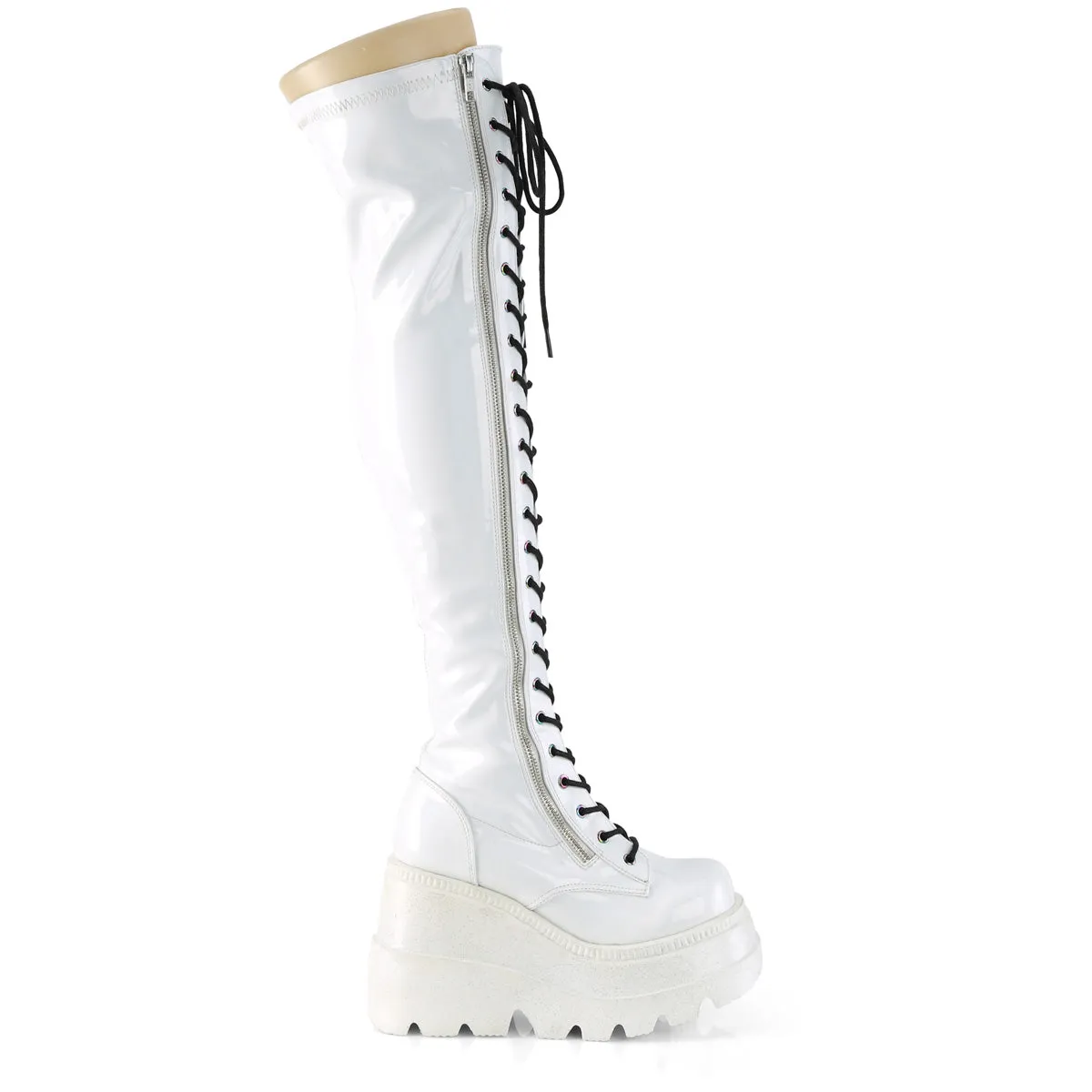 Hybrid Rancher Waterproof Pull-on Work Boots - Square Toe 4 Inch Wedge Platform SHAKER-374 White