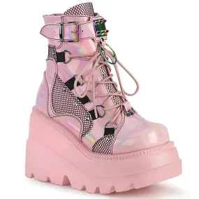 Steel Toe Insulated Work Boots 4 Inch Wedge Platform SHAKER-60 Baby Pink