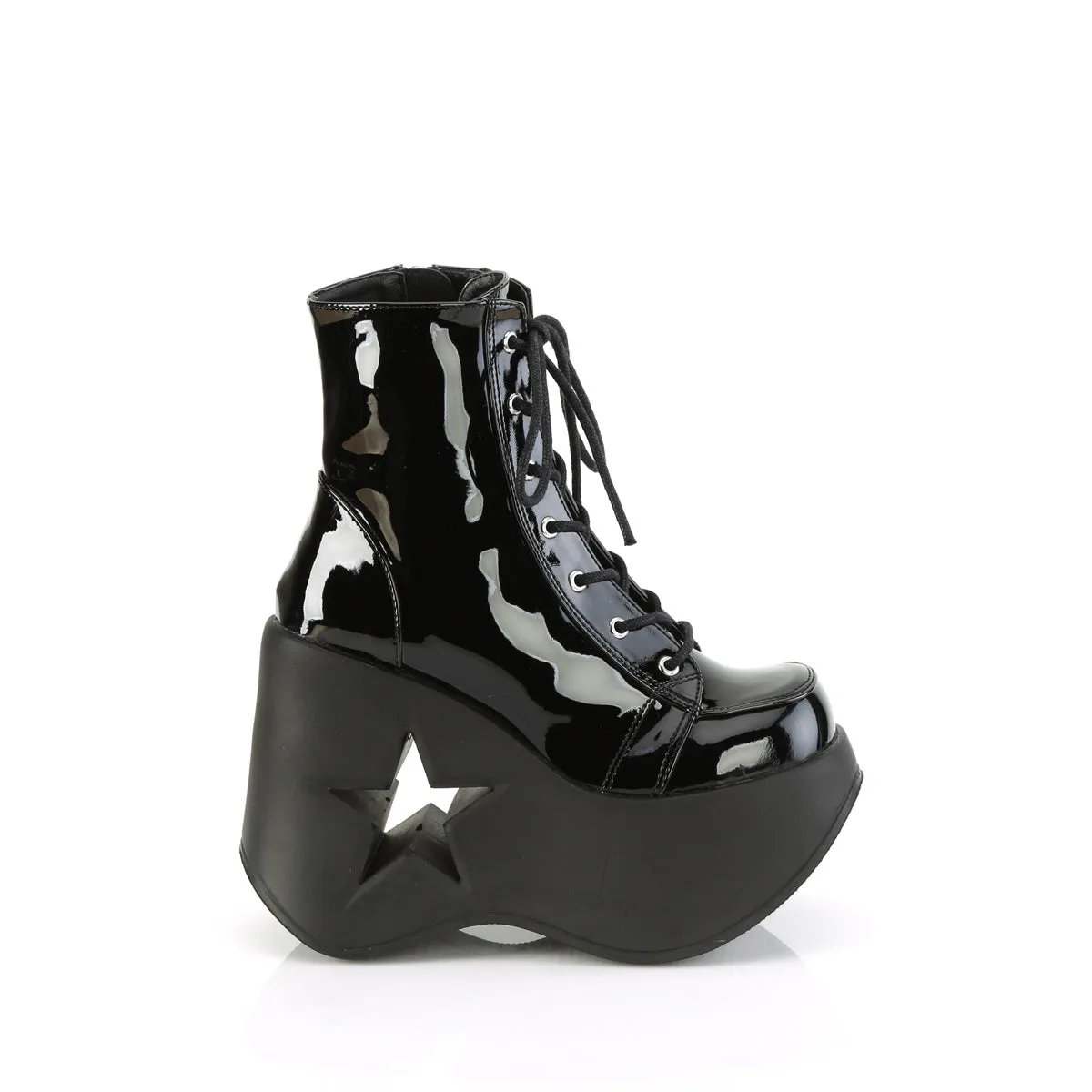 Steal Toe Work Boots 5 Inch Platform DYNAMITE-106 Black Patent
