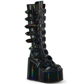 5 Inch Platform SWING-815 Black Hologram Cloud Work Boots