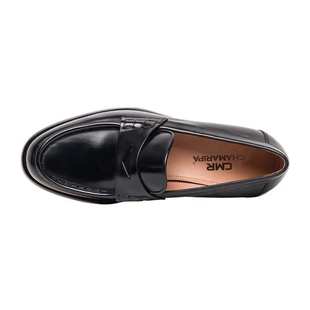 6 CM / 2.36 Inches - CMR CHAMARIPA Elevator Shoes For Women - Hidden Heel Shoes - Black Leather Penny Loafers Loafers On Sale