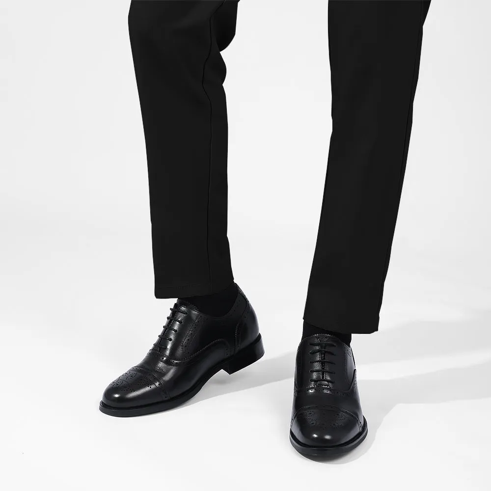 Dress Shoes With Casual Wear 6 CM/ 2.36 Inches CMR CHAMARIPA Men's Black Calfskin Height Increasing Dress Shoes