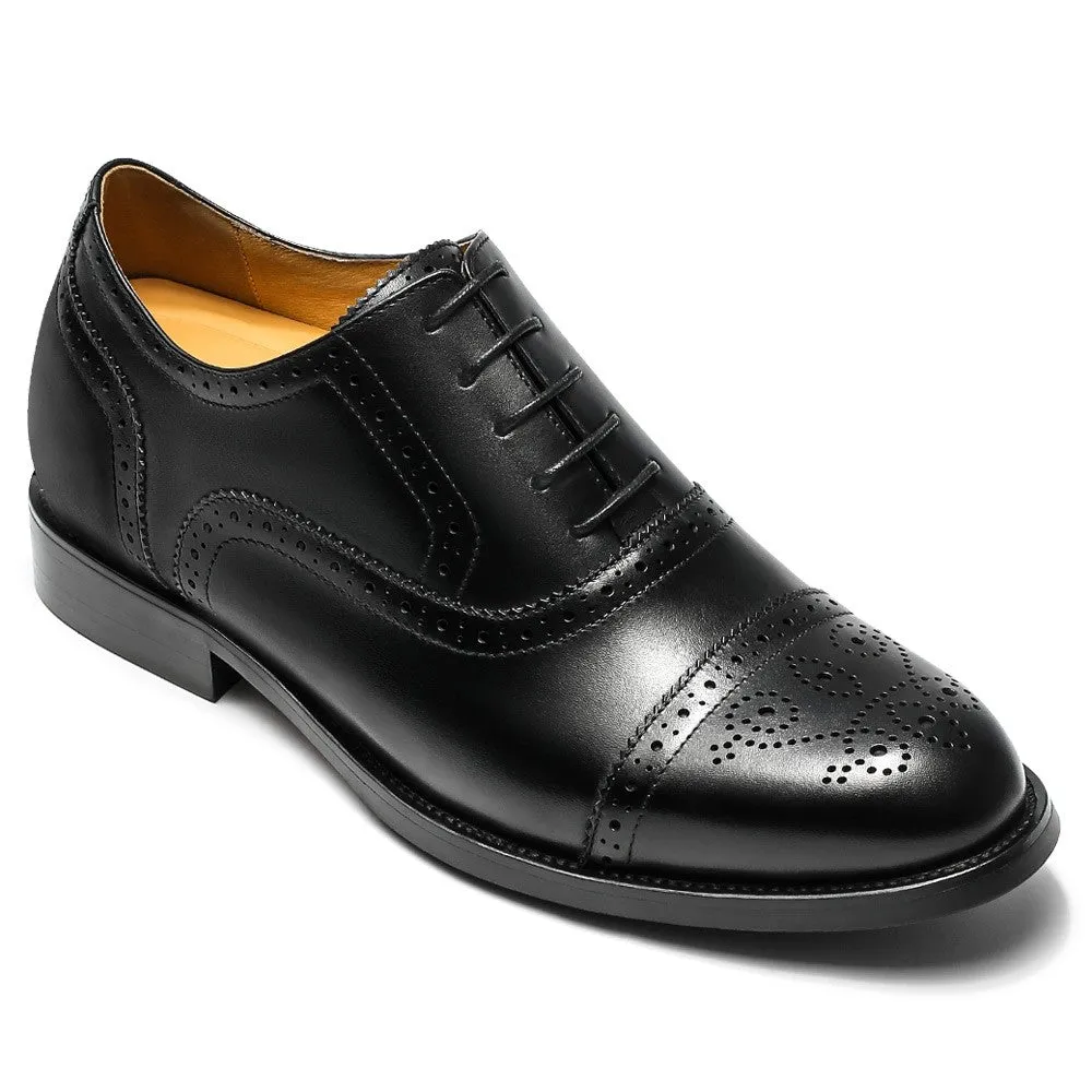 6 CM/ 2.36 Inches CMR CHAMARIPA Men's Black Calfskin Height Increasing Dress Shoes Dress Pumps Shoes