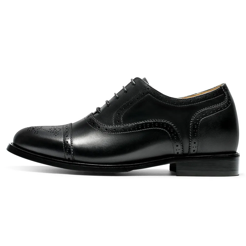6 CM/ 2.36 Inches CMR CHAMARIPA Men's Black Calfskin Height Increasing Dress Shoes Sneaker Like Dress Shoes