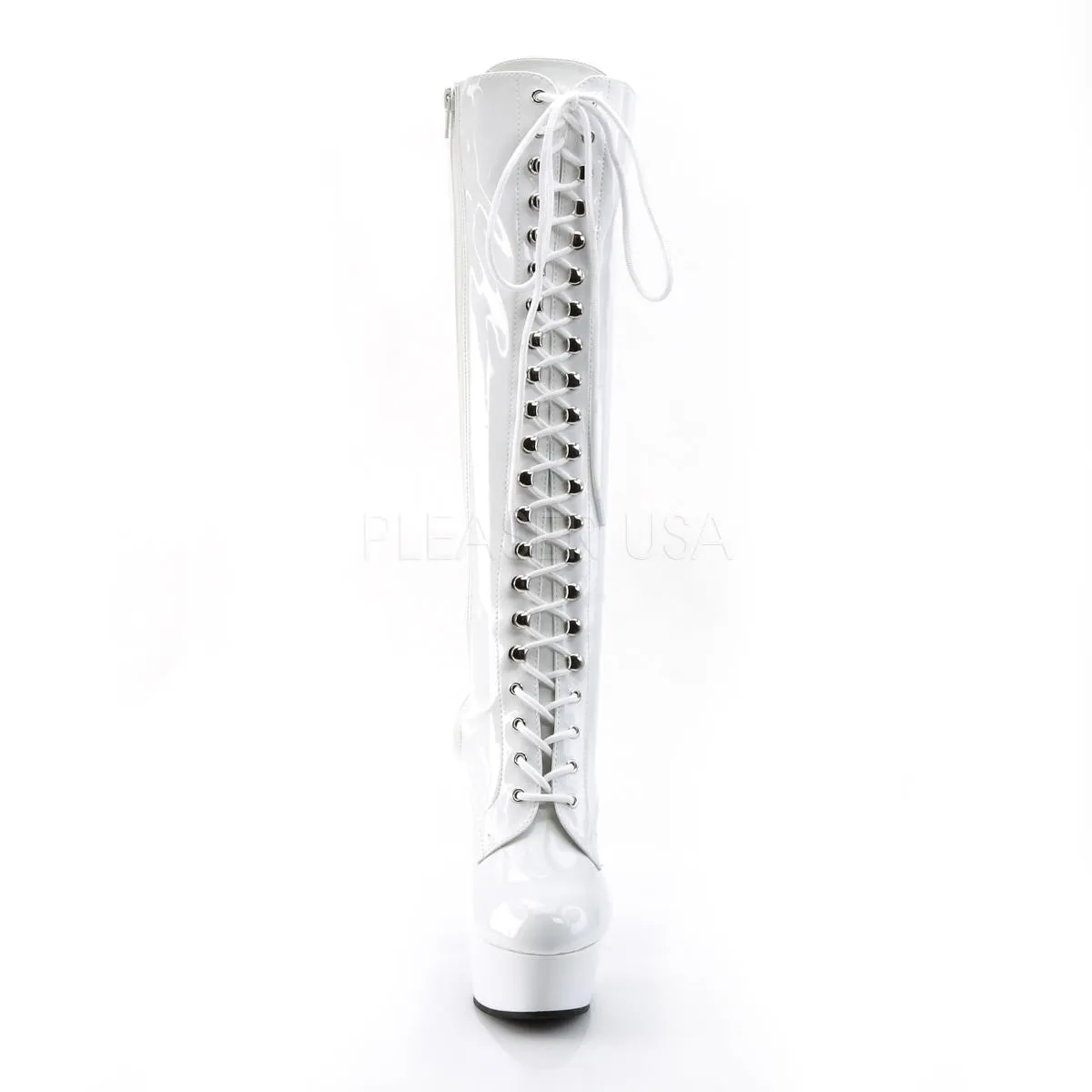 6 Inch Heel DELIGHT-2023 White Stretch Patent Work Boot Repair