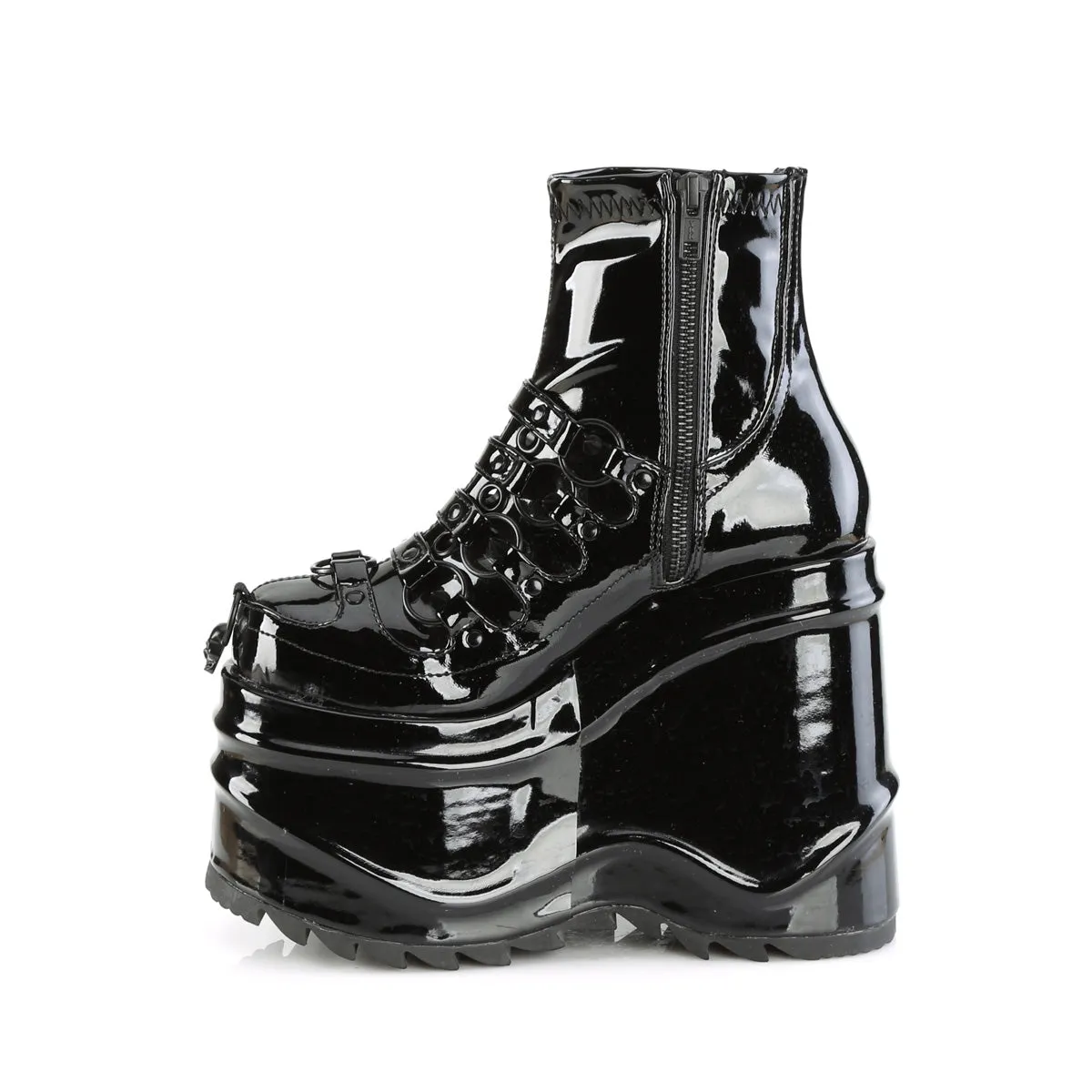 8 Inch Vs 6 Inch Work Boots 6 Inch Wedge Platform WAVE-110 Black Patent
