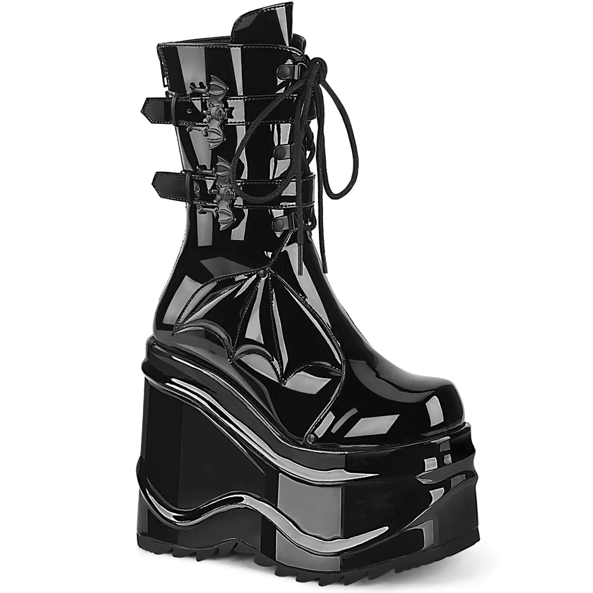 Composite Work Boots Near Me 6 Inch Wedge Platform WAVE-150 Black Patent