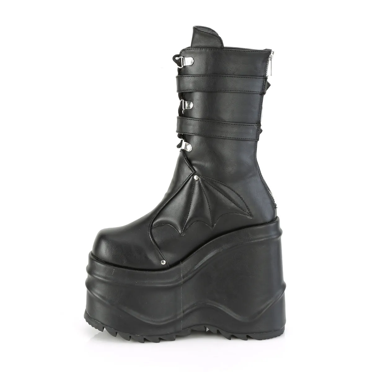 6 Inch Wedge Platform WAVE-150 Black Pu Waterproof Boots For Work
