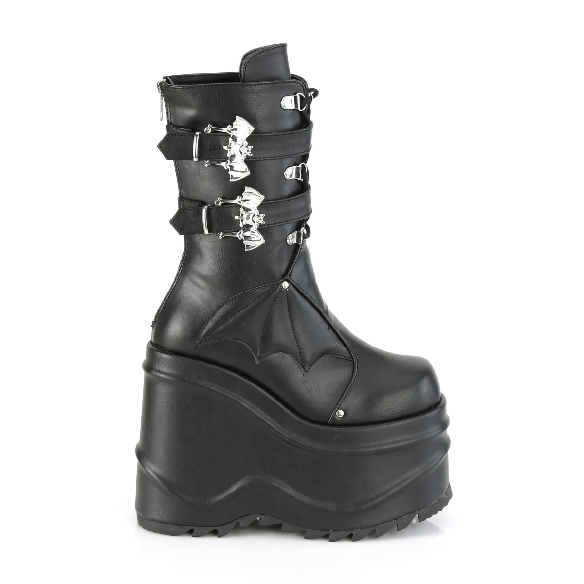 Waterproof And Slip Resistant Work Boots 6 Inch Wedge Platform WAVE-150 Black Pu