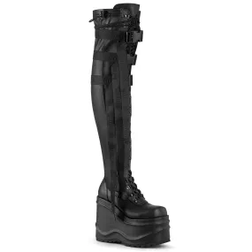 Widest Work Boots 6 Inch Wedge Platform WAVE-315 Black Pu