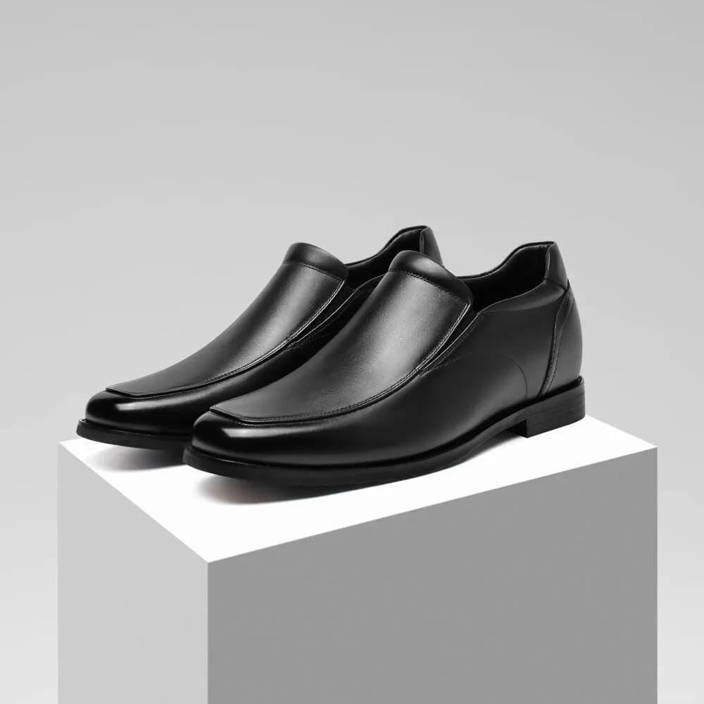 Dress Shoes Review 7 CM/2.76 Inches CMR CHAMARIPA Slip-On Height Increasing Shoes for Men - Black Calfskin Dress Shoes