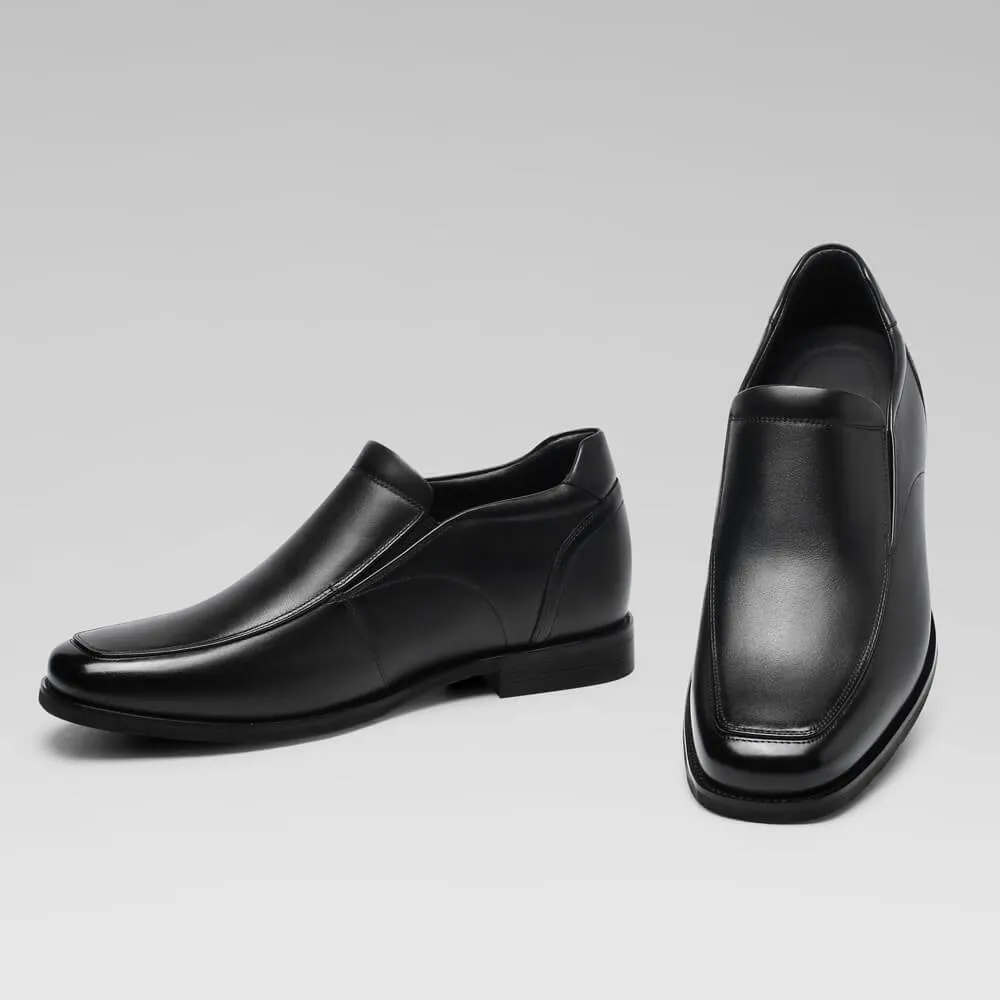 Aaron Rodgers Dress Shoes 7 CM/2.76 Inches CMR CHAMARIPA Slip-On Height Increasing Shoes for Men - Black Calfskin Dress Shoes
