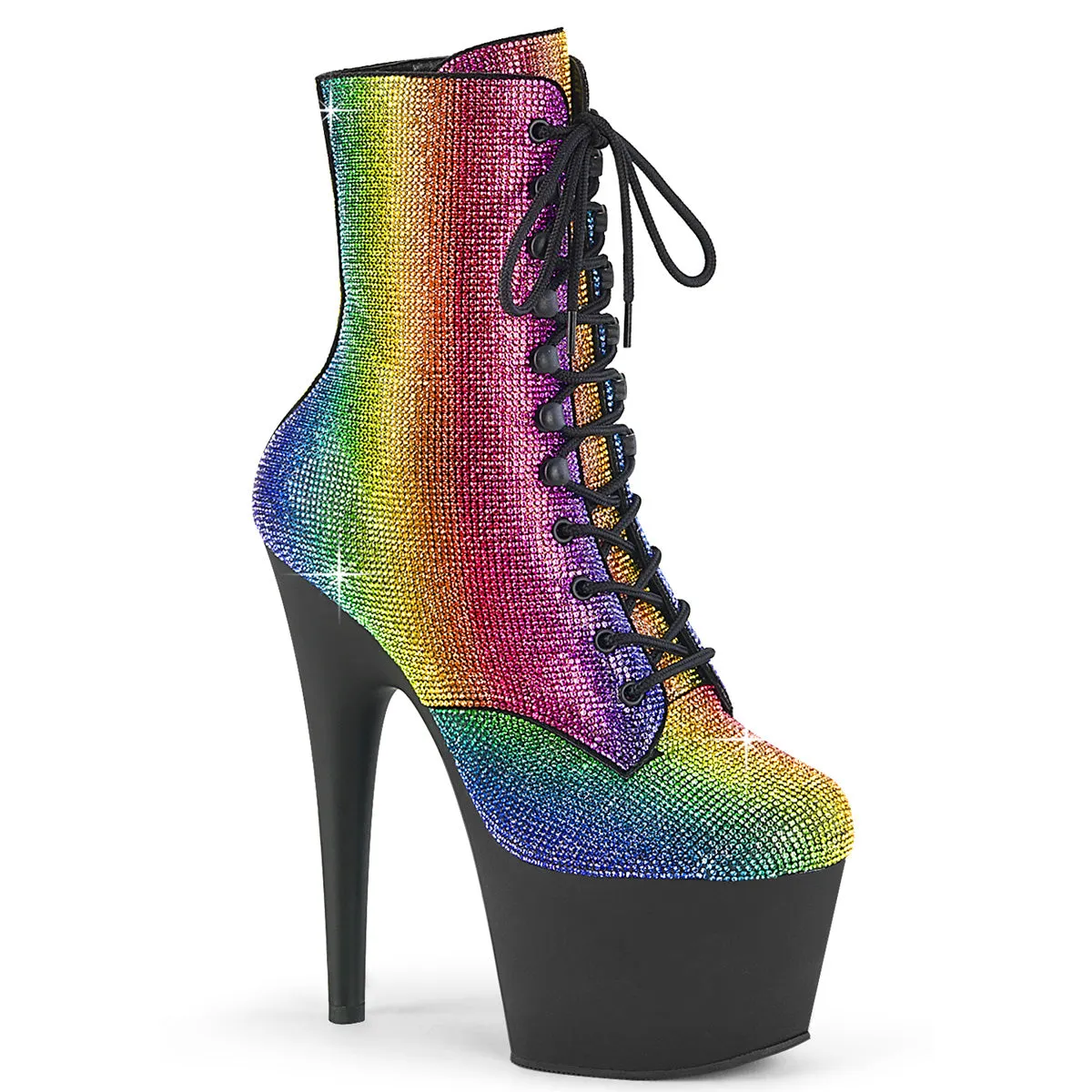 7 Inch Heel ADORE-1020RS Rainbow Rhinestone Work Boots Astm F2413 11