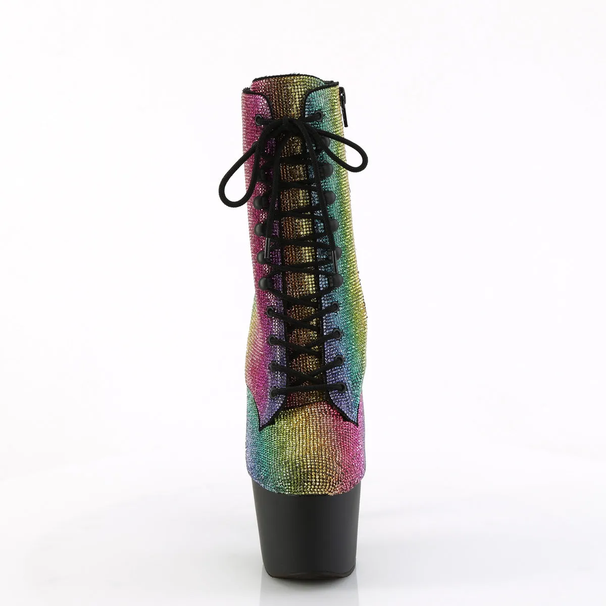 Best Way To Tie Work Boots 7 Inch Heel ADORE-1020RS Rainbow Rhinestone