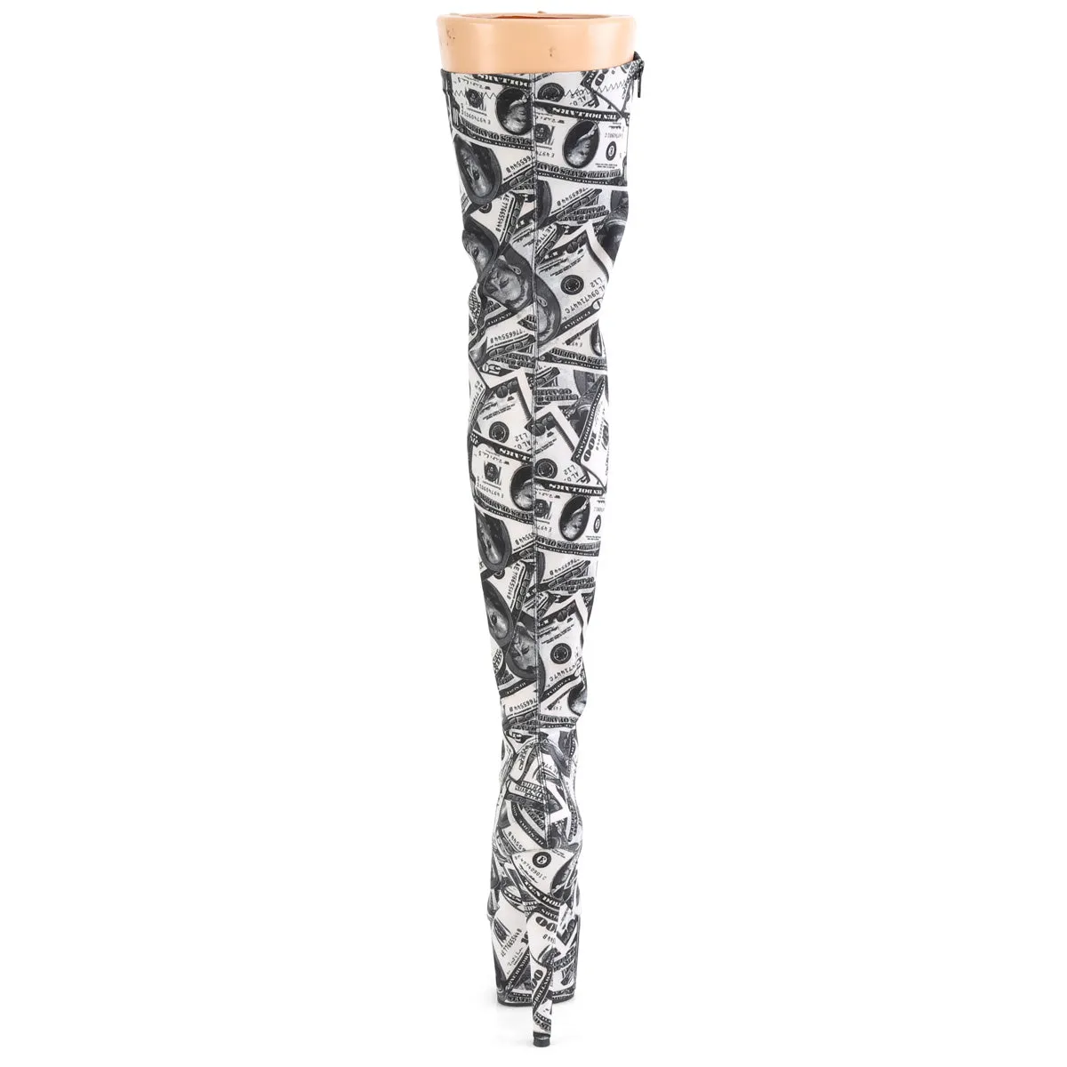7 Inch Heel ADORE-3000DP Dollar Print Shorts With Work Boots