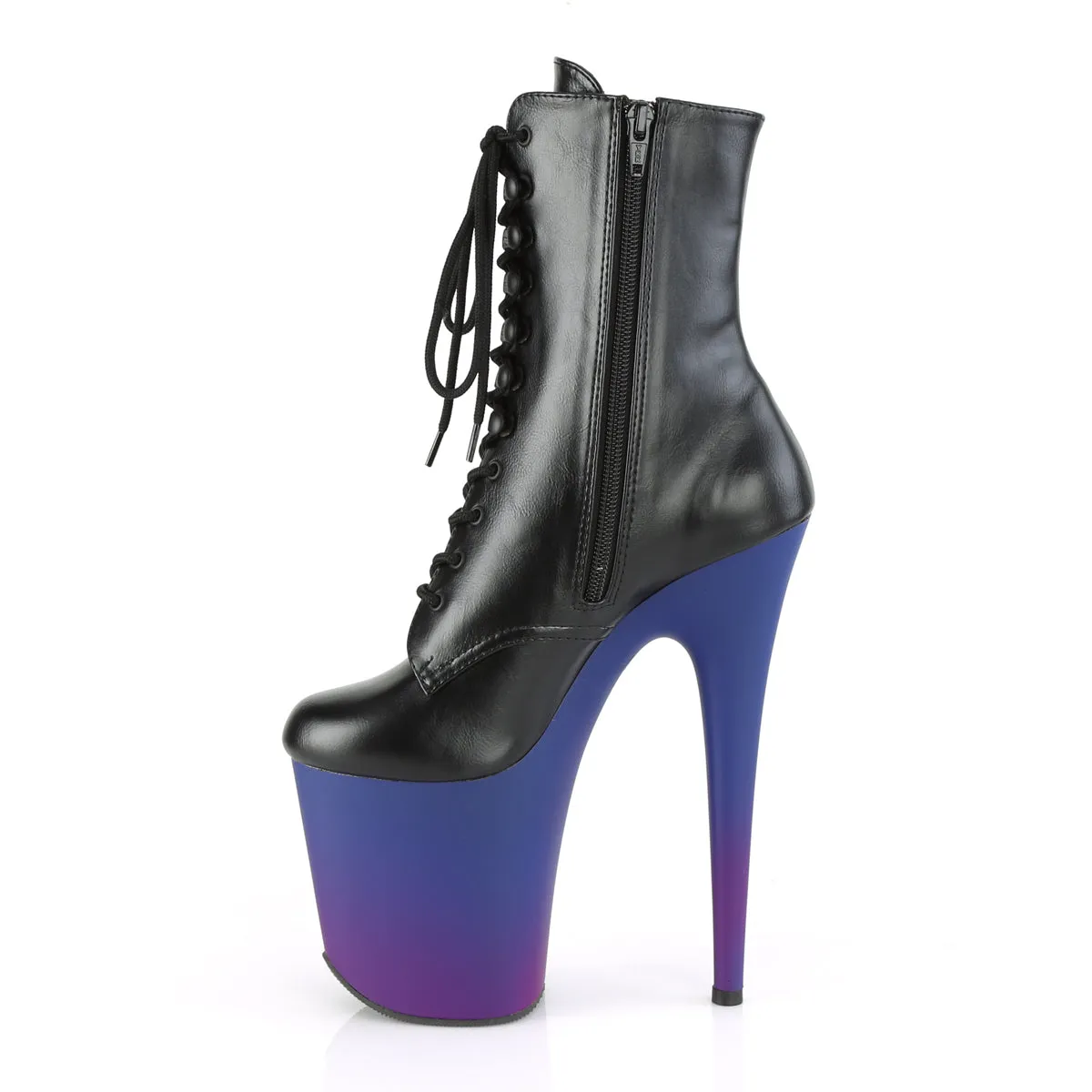Best Work Boots With Met Guard 8 Inch Heel FLAMINGO-1020BP Black Pu Blue Purple Ombre