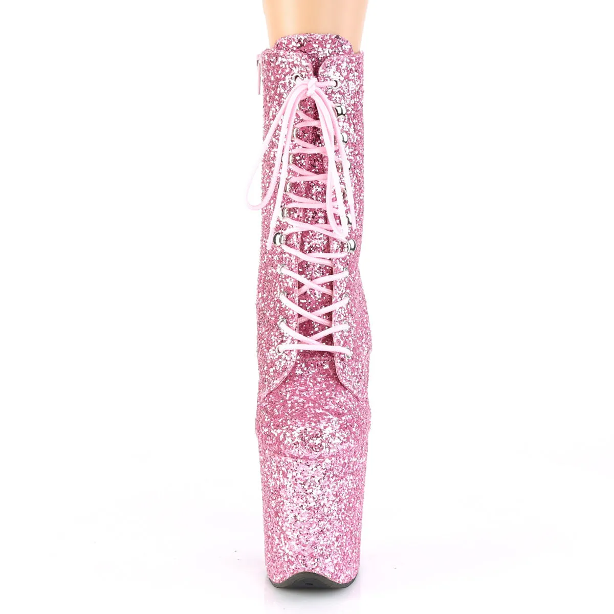 8 Inch Heel FLAMINGO-1020GWR Baby Pink Glitter Kangaroo Leather Work Boots