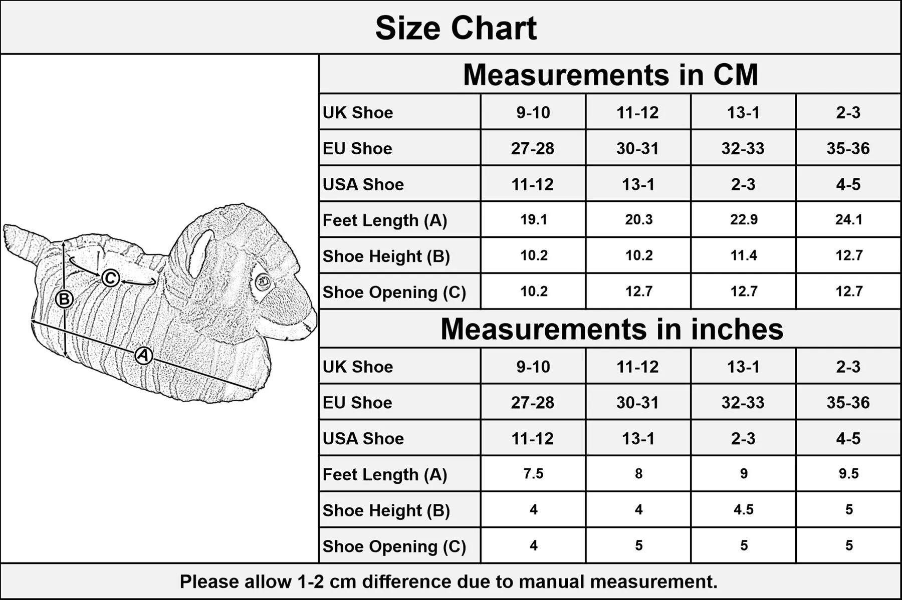 Revitalign Orthotic Slippers A2Z 4 Kids Boys Girls Cute Animal Slippers Non-Slip Winter Plush Warm Baby Shoes