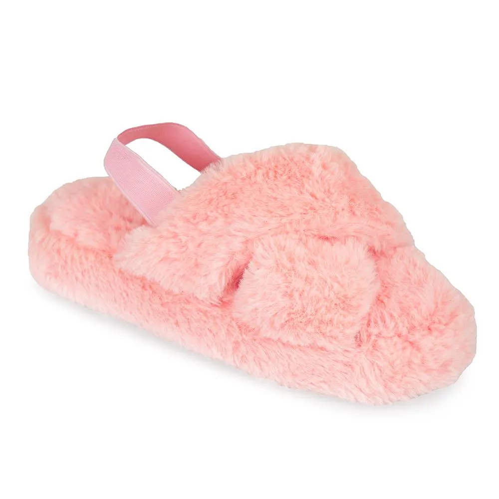 A2Z 4 Kids Girl Boys Fuzzy Slippers Faux Fur Quilted Sliders Backstrap Sliders Slides And Socks