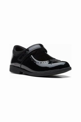 Block Heel Mid Top Style Clarks Magic Step Bar Kid black patent