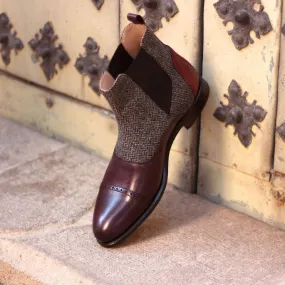 Adidas Turf Shoes Men's Chelsea Multi Leather Boots Wide Plus Size Grey Burgundy 1505