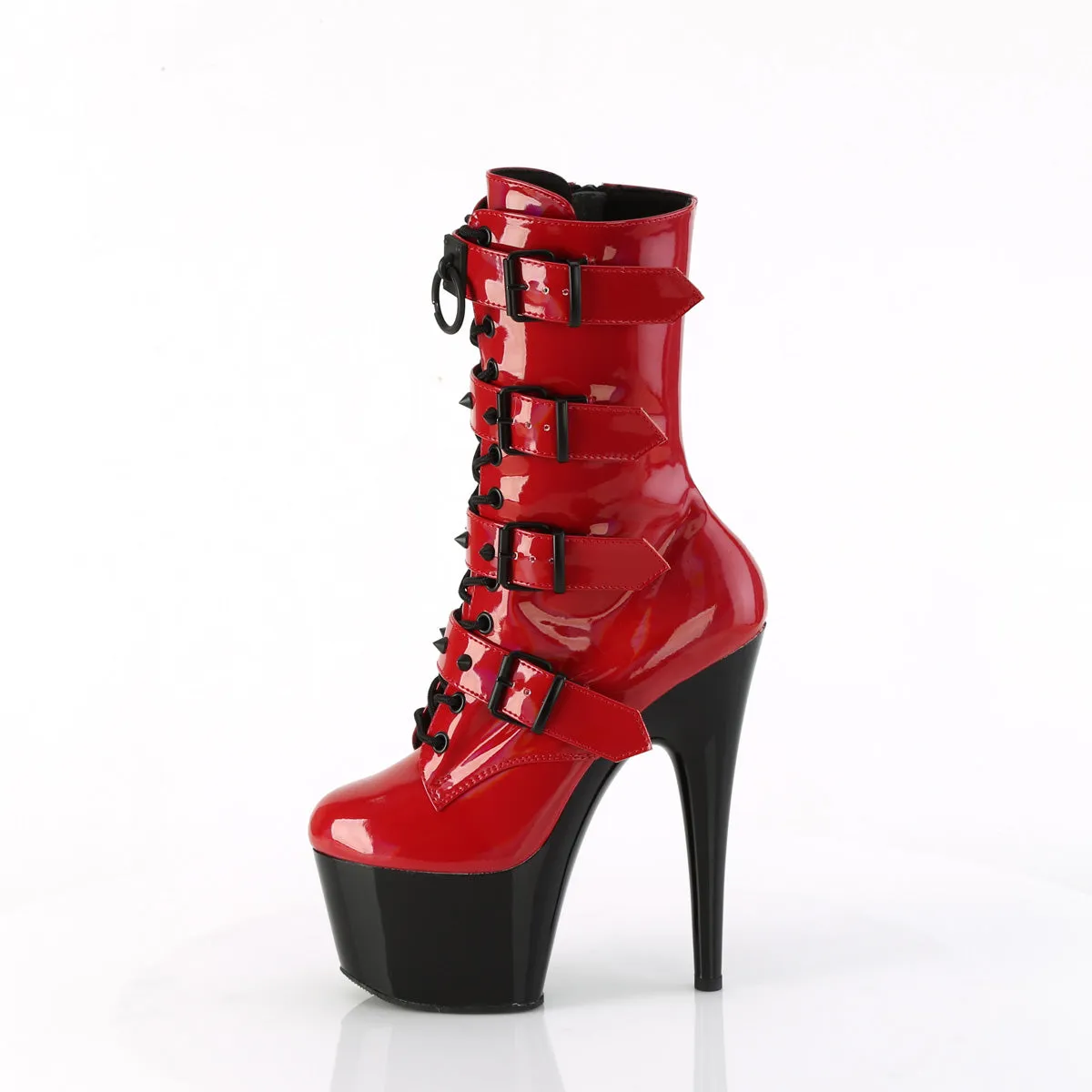 ADORE-1046TT Pleaser Fetish Red Holographic Exotic Dancing Mid-Calf Boots Adidas Shoes Guarantee