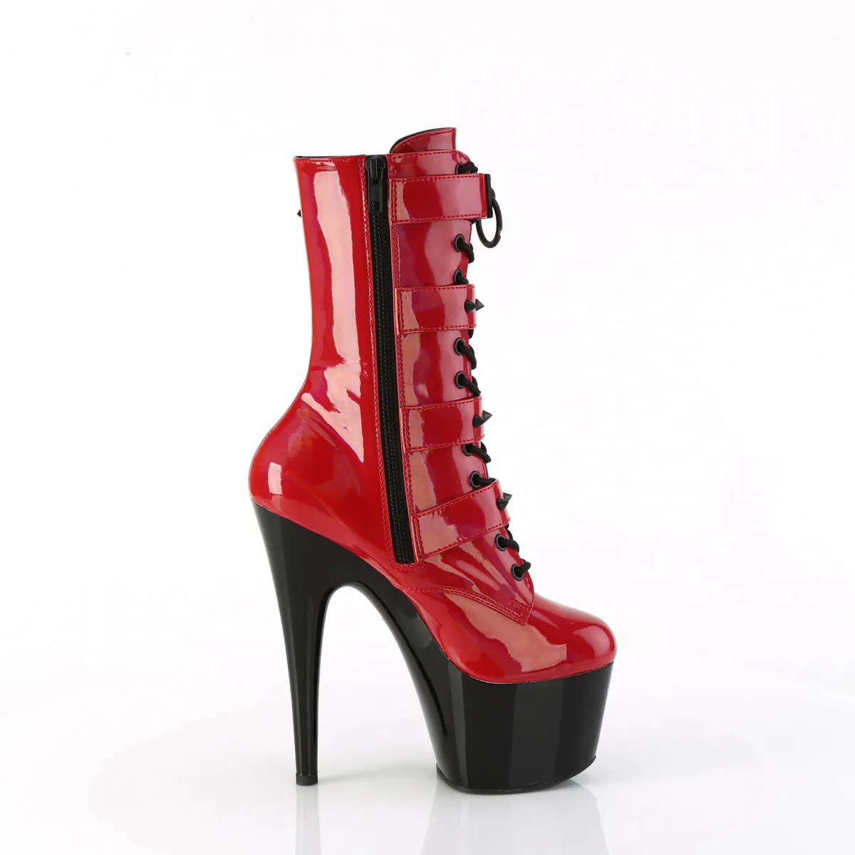 ADORE-1046TT Pleaser Fetish Red Holographic Exotic Dancing Mid-Calf Boots Maroon Adidas Tennis Shoes