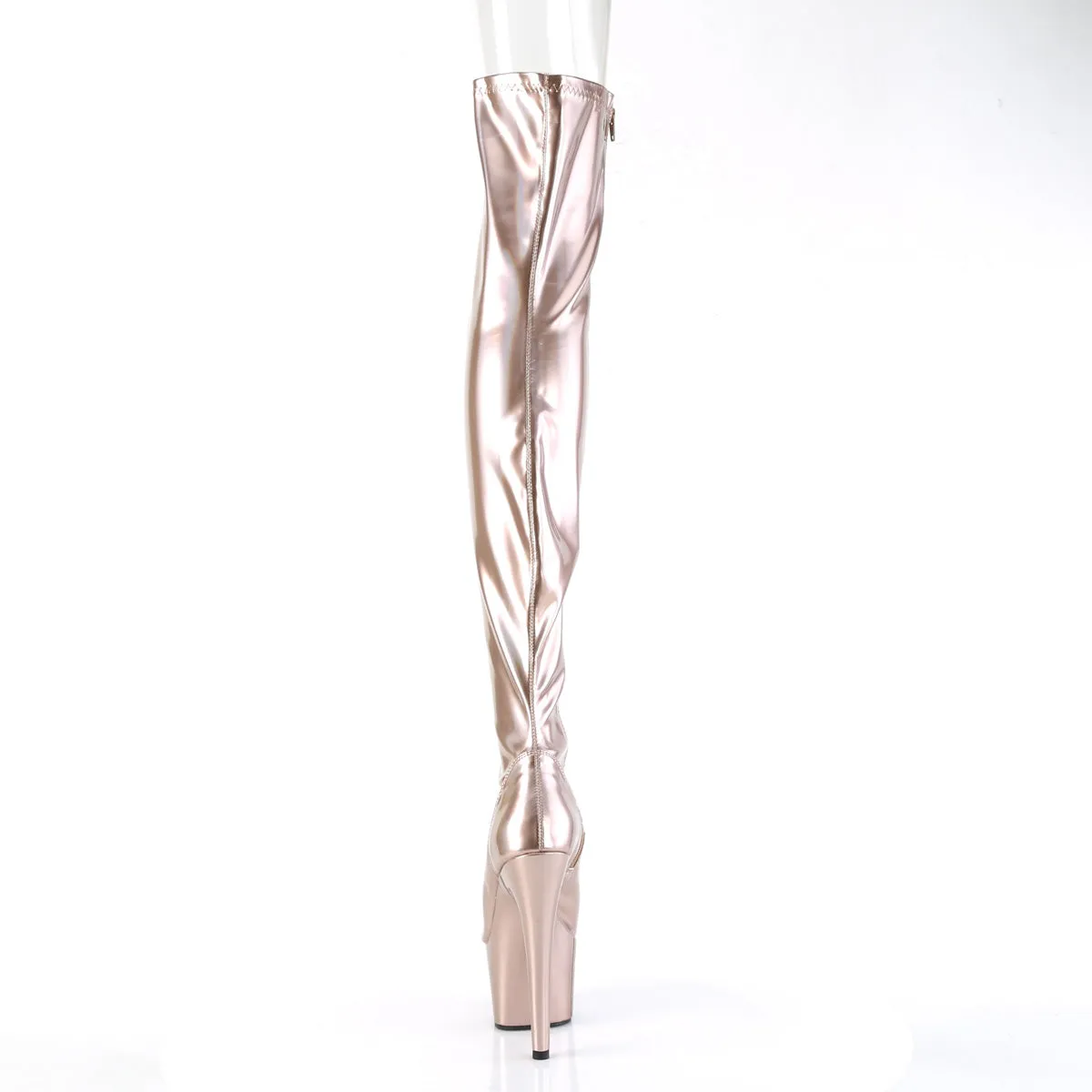 Real Madrid Shoes Adidas ADORE-3011HWR Pleaser Rose Gold Holographic Exotic Dancing Thigh High Boots