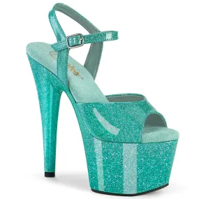 ADORE-709GP Pleaser Aqua Glitter Sexy Platform Shoes (Pole Dancing Heels) Ortholite Asics Shoes