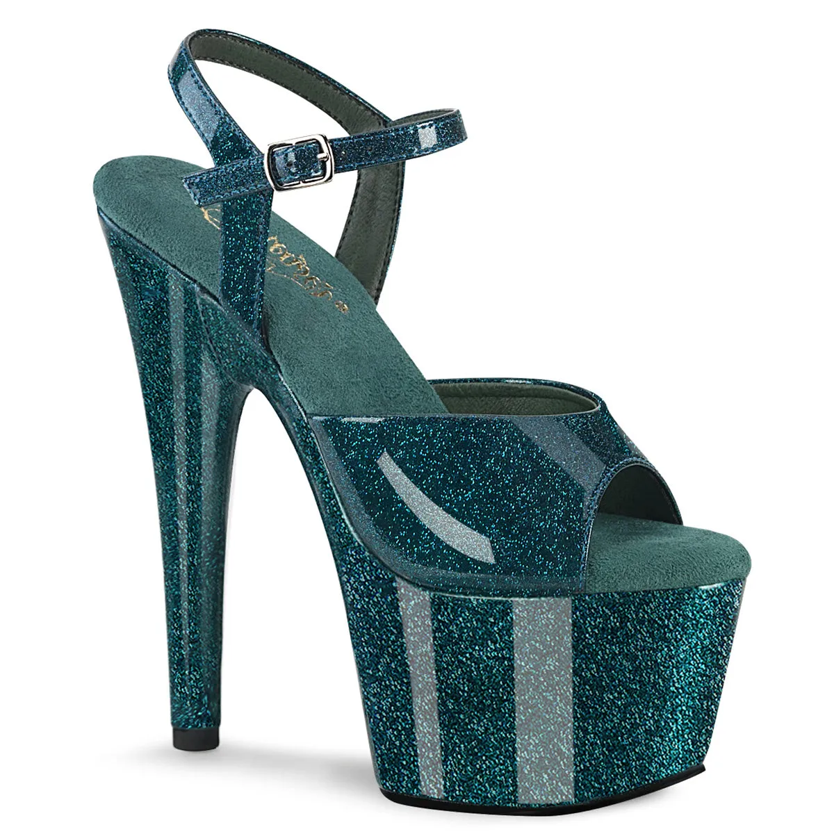 Asics Nursing Shoes ADORE-709GP Pleaser Teal Glitter Sexy Platform Shoes (Pole Dancing Heels)