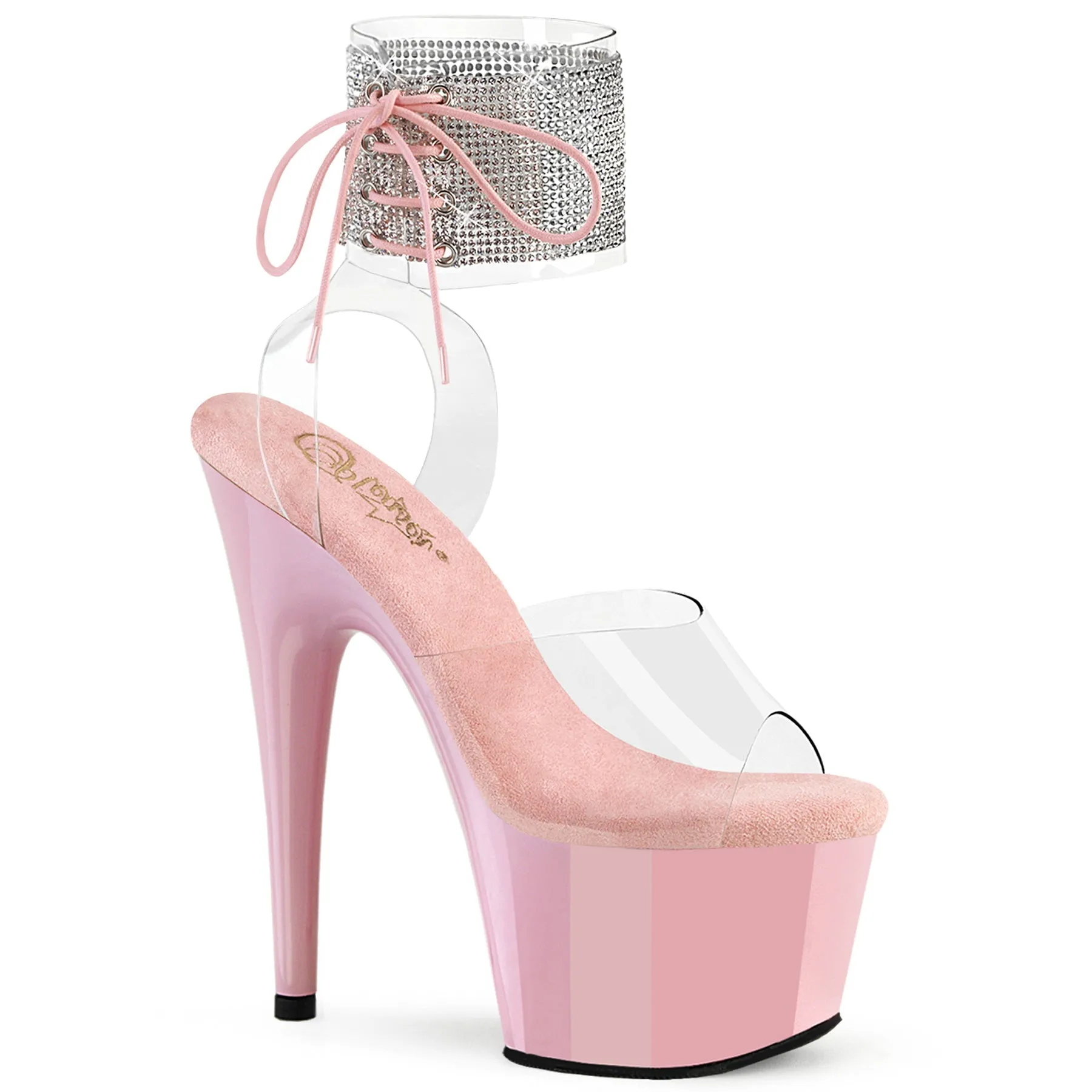 ADORE-791-2RS Pleaser Clear/Baby Pink Sexy Platform Shoes (Pole Dancing Heels) Asics Shoes Size 14