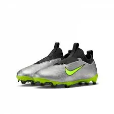 Maestro Soccer Cleats Nike Junior Zoom Vapor 15 Academy FG Firm Ground Shoes - Metalliac Silver/Volt- Black