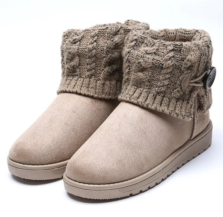Oaki Snow Boots Snow boots autumn and winter new warm cotton boots thick wool tube flat student shoes women high to help soft bottom boots