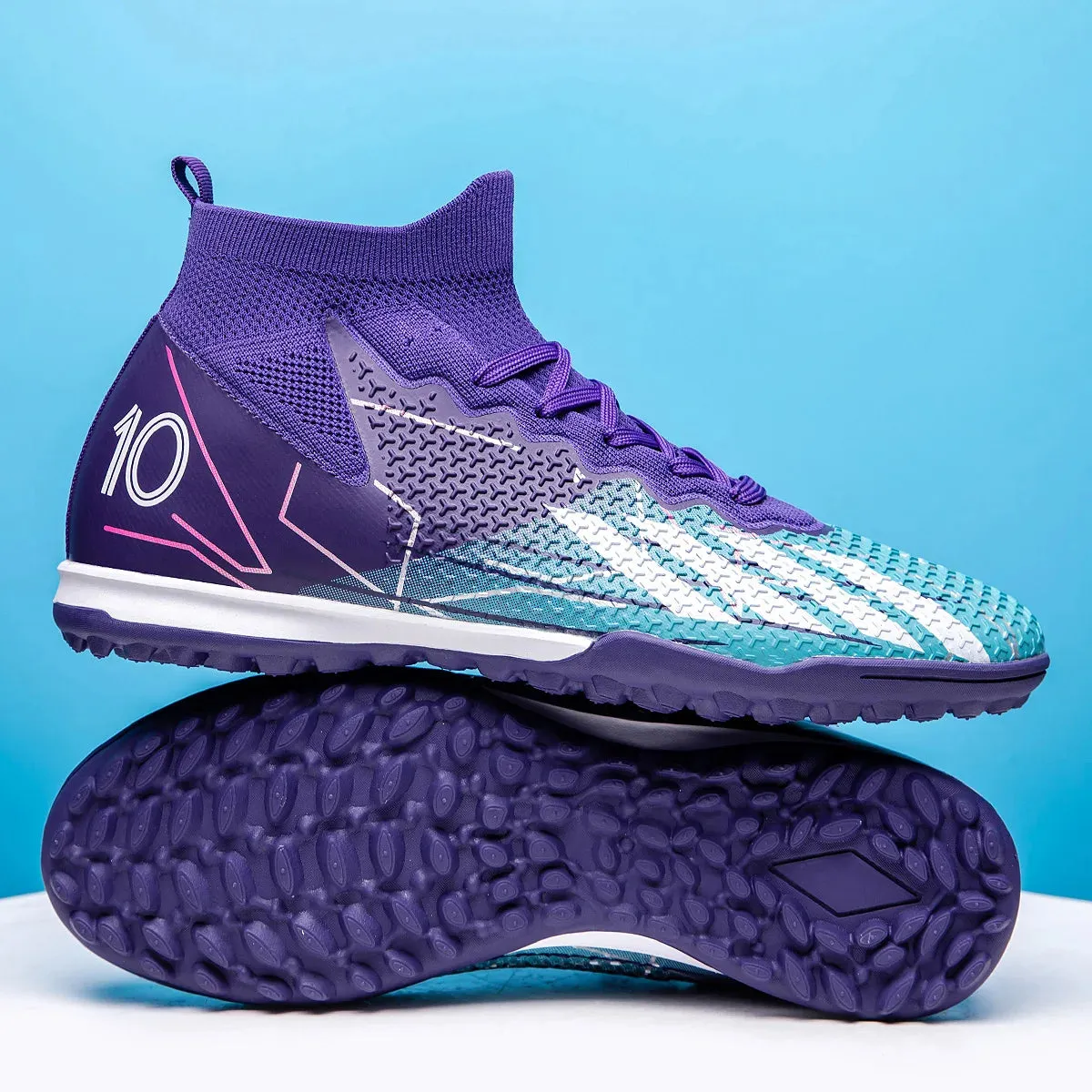 Messi Style High Top Soccer Cleats/TF/FG Professional Golden Shoes