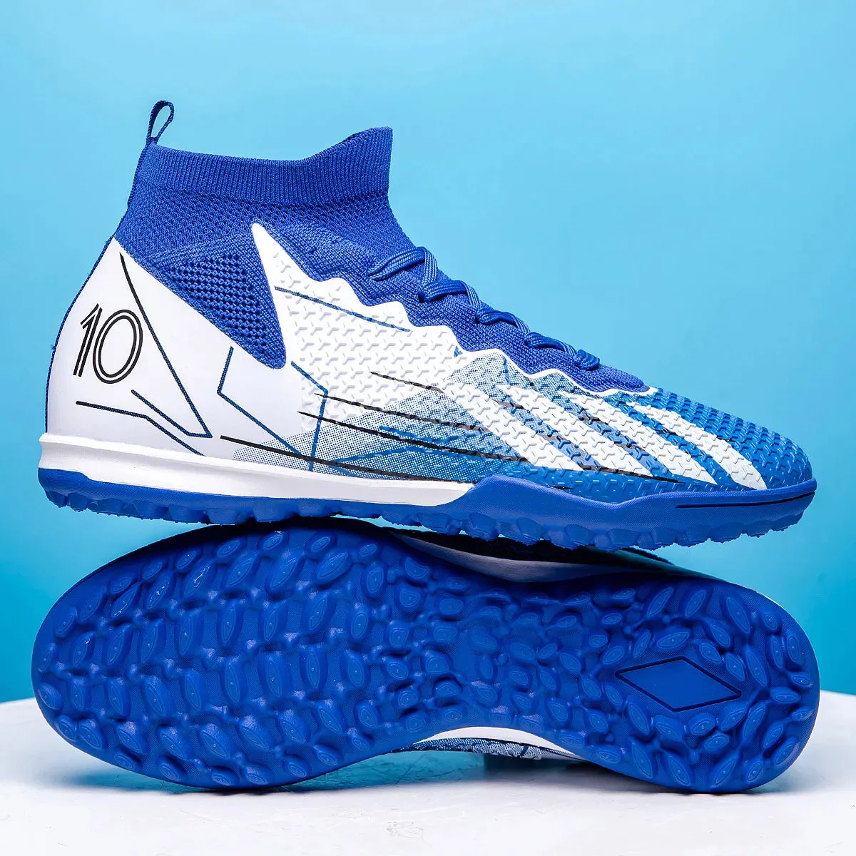 Messi Style High Top Soccer Cleats/TF/FG Professional Golden Shoes