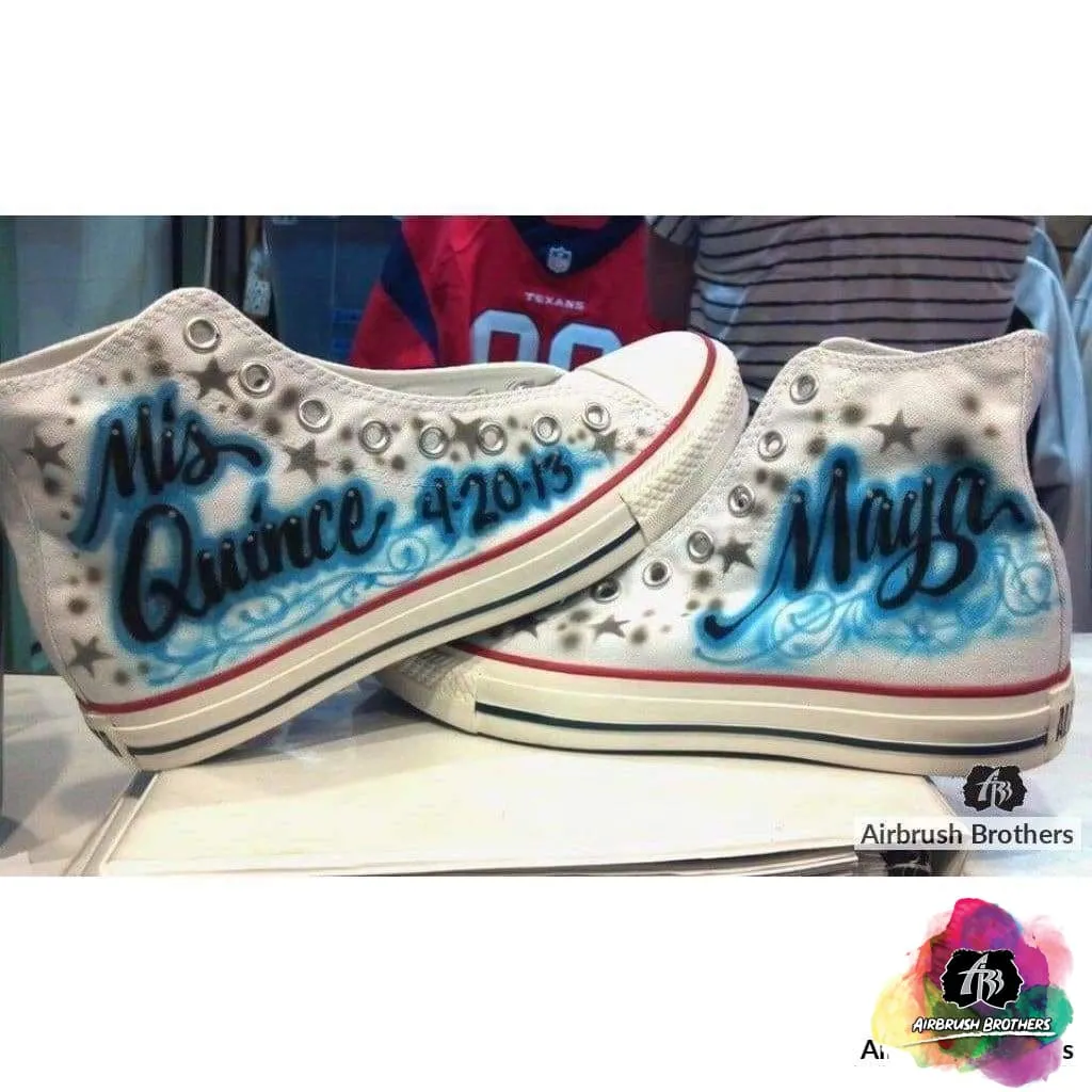Airbrush Gray Stars Quince Shoe Design Asics Shoes Run
