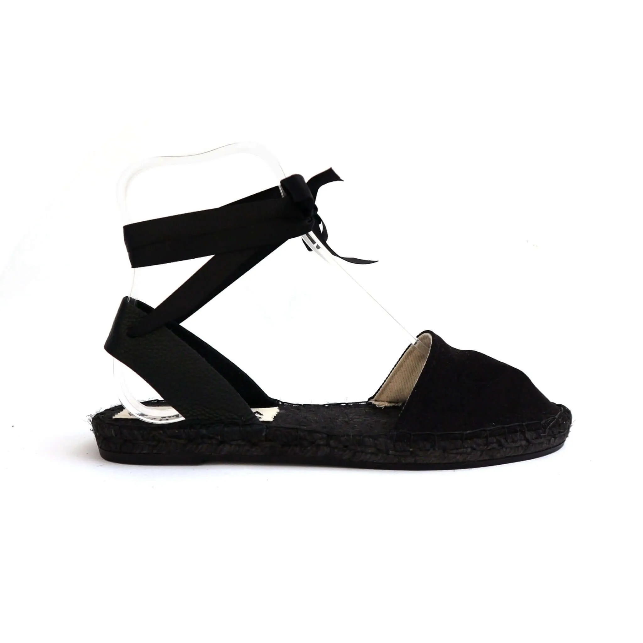 Flat Foot Badminton Shoes All Black Lace Up Espadrilles