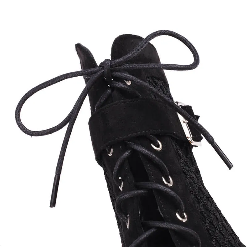 Women's Stiletto Sandals Open Toe Lace-Up High Heel Booties Heels Royale High